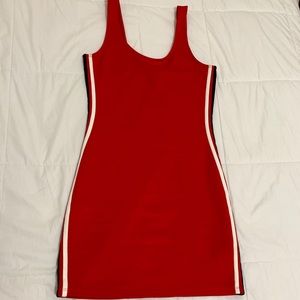 RED DIVIDED MINI DRESS